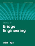Journal of Bridge Engineering cover with an image of the underside of a bridge on a teal background. The journal title, ASCE logo, and Structural Engineering Institute logo are also on the cover.